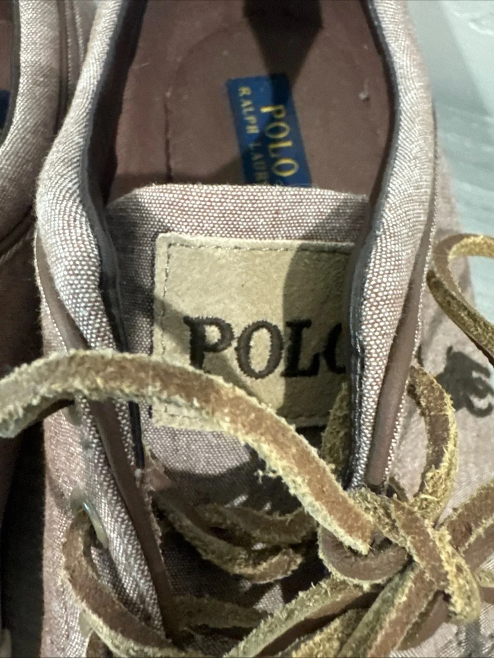 Polo Ralph Lauren Faxon Low Mens 13D Brown Canvas Sneakers Casual Shoes